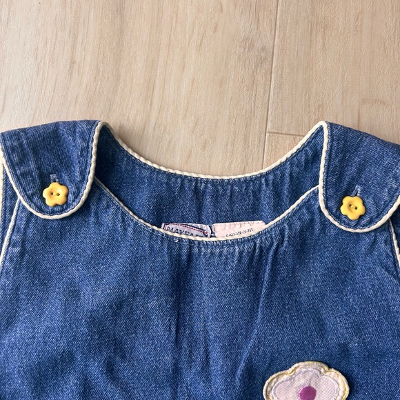 Vintage denim dress girls floral embroidered sundress Mayfair kids size 4t - Picture 4 of 6